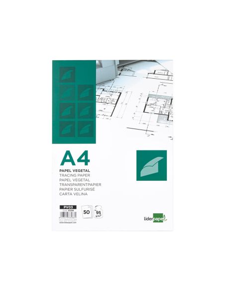 Bloc Papel Vegetal Liderpapel Encolado 50 Hojas 210X297Mm 95Gr