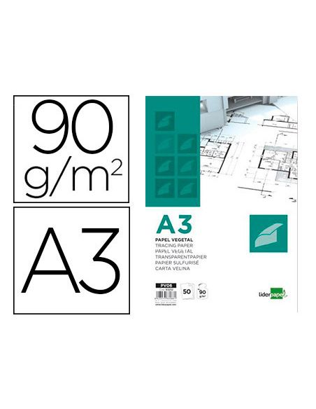 Bloc Papel Vegetal Liderpapel Encolado 50 Hojas 297X420Mm 90Gr