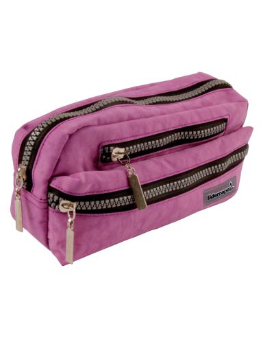 Estuche Portatodo Liderpapel Ovalado 3 Bolsillos Violeta Pastel 195X40X100 Mm
