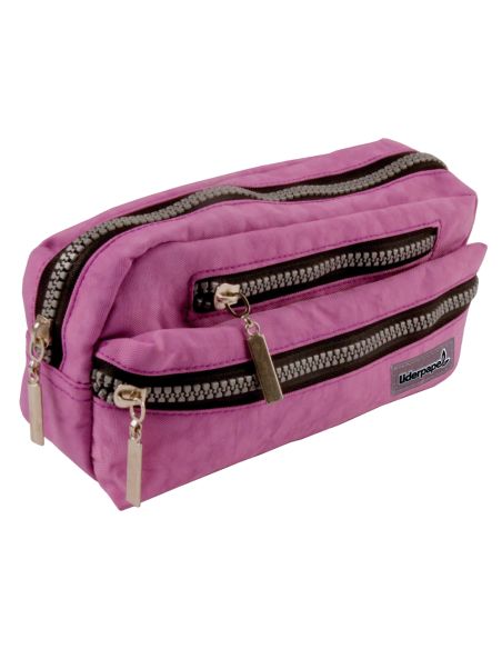 Estuche Portatodo Liderpapel Ovalado 3 Bolsillos Violeta Pastel 195X40X100 Mm
