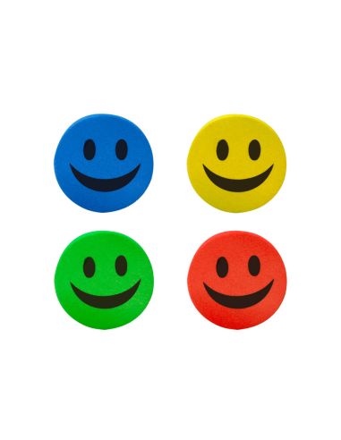 Borrador Liderpapel Pizarra Blanca Redondo 5 Cm Diametro Magnetico Cara Smiley Colores Surtidos