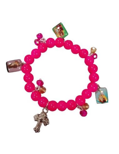 Pulsera Dago Cristal Fucsia C/Cruz