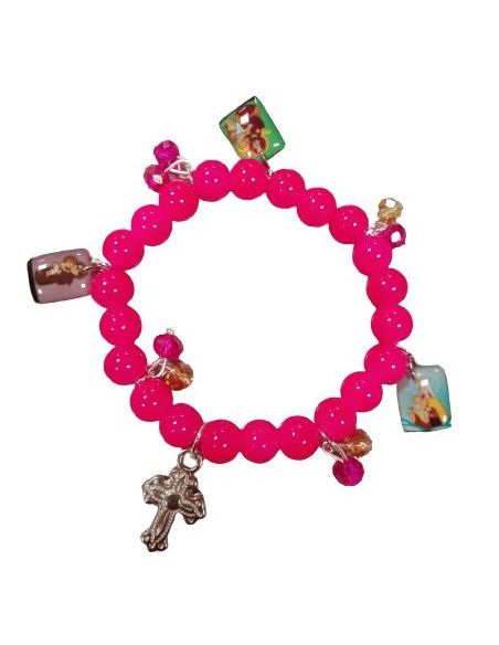 Pulsera Dago Cristal Fucsia C/Cruz