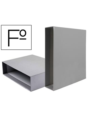 Caja Archivador Liderpapel De Palanca Carton Folio Documenta Lomo 75Mm Color Gris