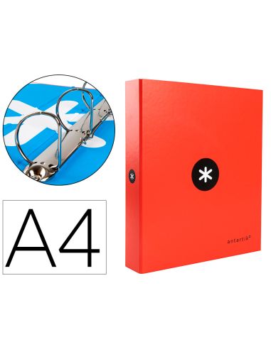 Carpeta 4 Anillas 40 Mm Mixtas Antartik A4 Forrada Color Rojo