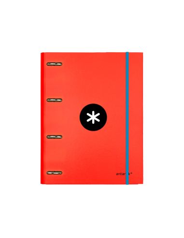 Carpeta Con Recambio Antartik A4 Cuadro 5Mm Forrada 4 Anillas 25Mm Redondas Color Rojo