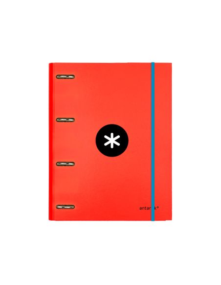 Carpeta Con Recambio Antartik A4 Cuadro 5Mm Forrada 4 Anillas 25Mm Redondas Color Rojo