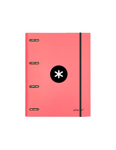 Carpeta Con Recambio Antartik A4 Cuadro 5Mm Forrada 4 Anillas 25Mm Redondas Color Coral