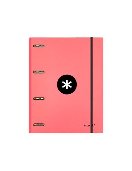 Carpeta Con Recambio Antartik A4 Cuadro 5Mm Forrada 4 Anillas 25Mm Redondas Color Coral