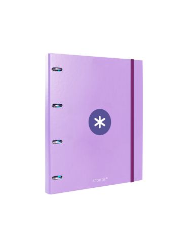 Carpeta Con Recambio Antartik A4 Cuadro 5Mm Forrada 4 Anillas 25Mm Redondas Color Lavanda