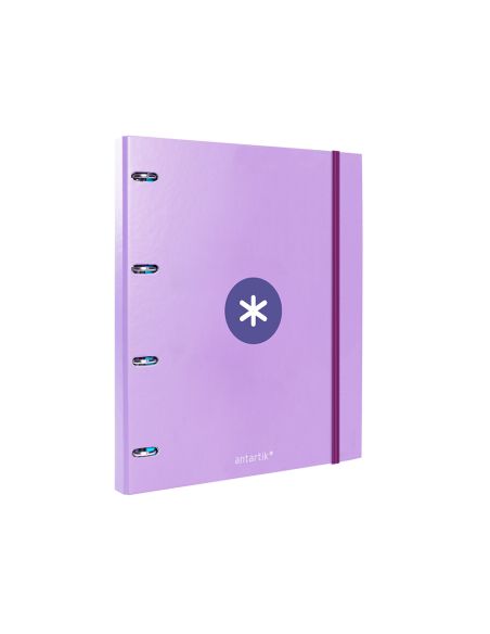 Carpeta Con Recambio Antartik A4 Cuadro 5Mm Forrada 4 Anillas 25Mm Redondas Color Lavanda