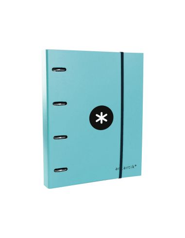 Carpeta Con Recambio Antartik A4 Cuadro 5Mm Forrada 4 Anillas 40Mm Redondas Con Solapa Color Menta