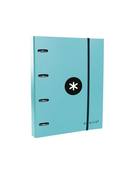 Carpeta Con Recambio Antartik A4 Cuadro 5Mm Forrada 4 Anillas 40Mm Redondas Con Solapa Color Menta