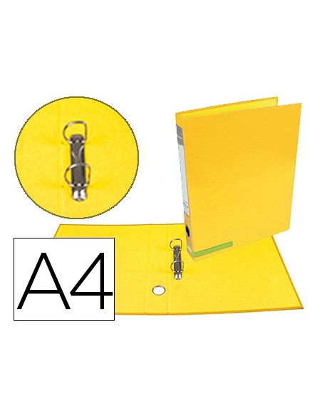 Carpeta De 2 Anillas 25 Mm Mixtas Liderpapel A4 Forrado Color System Con Ollao Y Tarjetero Amarillo