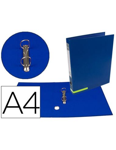 Carpeta De 2 Anillas 25 Mm Mixtas Liderpapel A4 Forrado Color System Con Ollao Y Tarjetero Azul