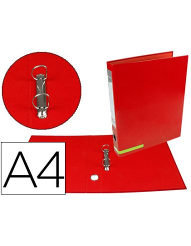 Carpeta De 2 Anillas 25 Mm Mixtas Liderpapel A4 Forrado Color System Con Ollao Y Tarjetero Rojo