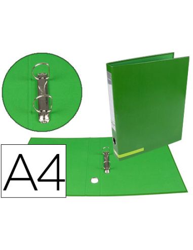 Carpeta De 2 Anillas 25 Mm Mixtas Liderpapel A4 Forrado Color System Con Ollao Y Tarjetero Verde