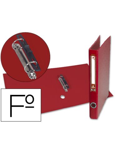 Carpeta De 2 Anillas 25Mm Mixt As Liderpapel Folio Forrado Papercoat Con Ollao Y Tarjetero Color Rojo