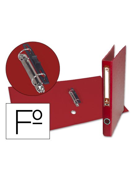 Carpeta De 2 Anillas 25Mm Mixt As Liderpapel Folio Forrado Papercoat Con Ollao Y Tarjetero Color Rojo