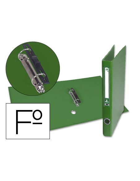 Carpeta De 2 Anillas 25Mm Mixt As Liderpapel Folio Forrado Papercoat Con Ollao Y Tarjetero Color Verde