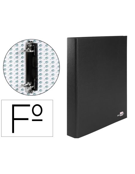 Carpeta De 2 Anillas 25Mm Mixtas Liderpapel Folio Cartonforrado Paper Coat Plastico Negra