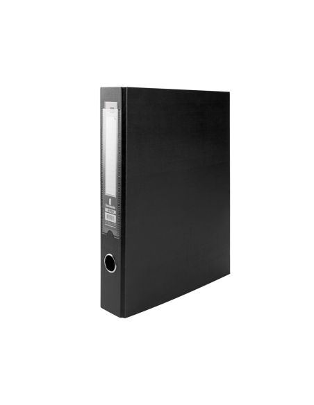 Carpeta De 2 Anillas Mixta 40 Mm Liderpapel Folio Carton Forrado Paper Coat Con Ollao Y Tarjetero Color Negro