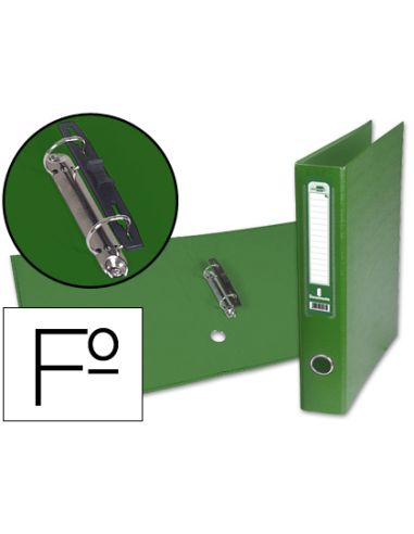 Carpeta De 2 Anillas Mixta 40 Mm Liderpapel Folio Carton Forrado Paper Coat Con Ollao Y Tarjetero Color Verde