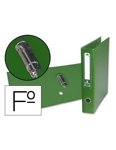 Carpeta De 2 Anillas Mixta 40 Mm Liderpapel Folio Carton Forrado Paper Coat Con Ollao Y Tarjetero Color Verde