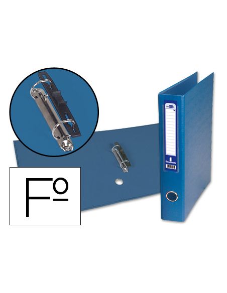 Carpeta De 2 Anillas Mixta 40 Mm Liderpapel Folio Carton Forrado Paper Coat Con Ollao Y Tarjetero Color Azul