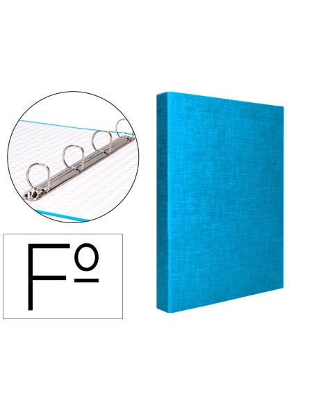 Carpeta De 4 Anillas 25Mm Mixtas Liderpapel Folio Carton Forrado Paper Coat Celeste
