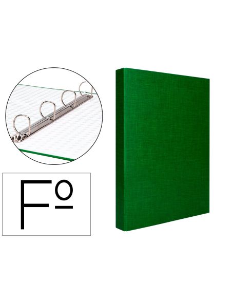 Carpeta De 4 Anillas 25Mm Mixtas Liderpapel Folio Cartonforrado Paper Coat Verde