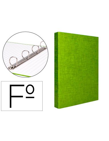 Carpeta De 4 Anillas 25Mm Mixtas Liderpapel Folio Cartonforrado Paper Coat Verde Frosty