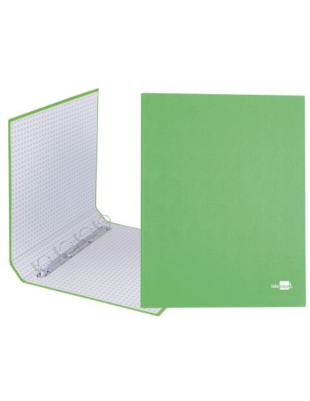 Carpeta De 4 Anillas 25Mm Mixtas Liderpapel Folio Cartonforrado Paper Coat Verde Frosty