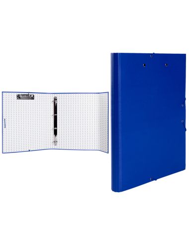 Carpeta De 4 Anillas 25Mm Redondas Liderpapel Folio Carton Forrado Paper Coat Azul Con Miniclip Y Solapas