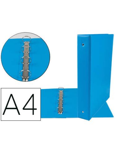 Carpeta De 4 Anillas 40 Mm Mixtas Liderpapel A4 Carton Forrado Pvc Azul