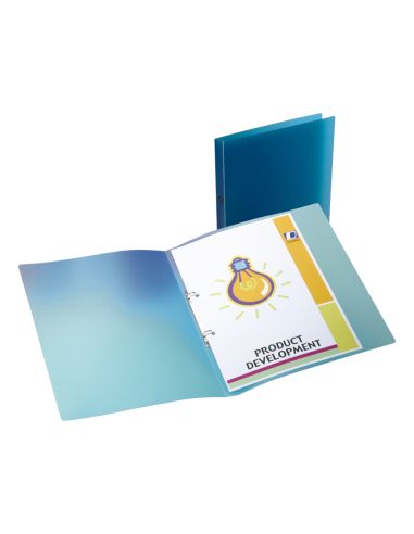 Carpeta Liderpapel 2 Anillas Redondas Mini 15 Mm 49072 Polipropileno Din A4 Azul Translucido