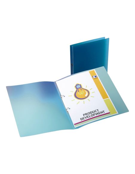 Carpeta Liderpapel 2 Anillas Redondas Mini 15 Mm 49072 Polipropileno Din A4 Azul Translucido