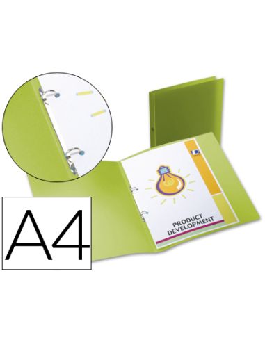 Carpeta Liderpapel 2 Anillas Redondas Mini 15 Mm 49073 Polipropileno Din A4 Verde Translucido