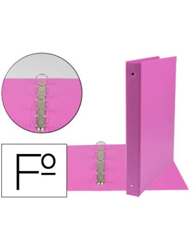 Carpeta Liderpapel 4 Anillas 25 Mm Redondas Plastico Folio Color Fucsia
