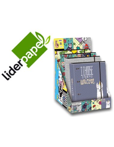 Carpeta Liderpapel 4 Anillas 40 Mm Forrada Din A4 Con Recambio Y Gomilla Fantasia 120H 70G 5Mm Expositor 10
