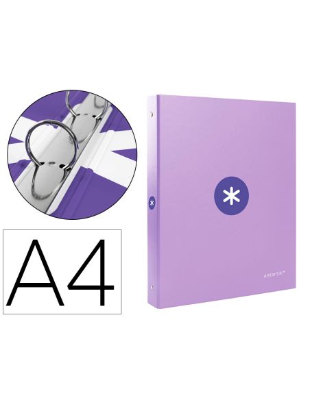 Carpeta Antartik A4 Forrada 4 Anillas 25 Mm Redondas Color Lavanda
