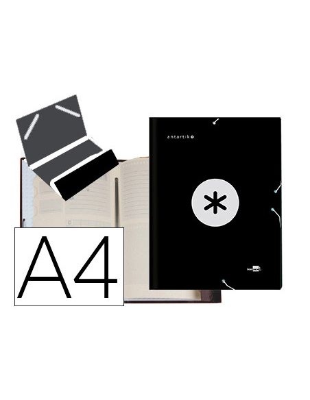 Carpeta Antartik Clasificadora A4 12 Departamentos Gomas Carton Forrado Color Negro