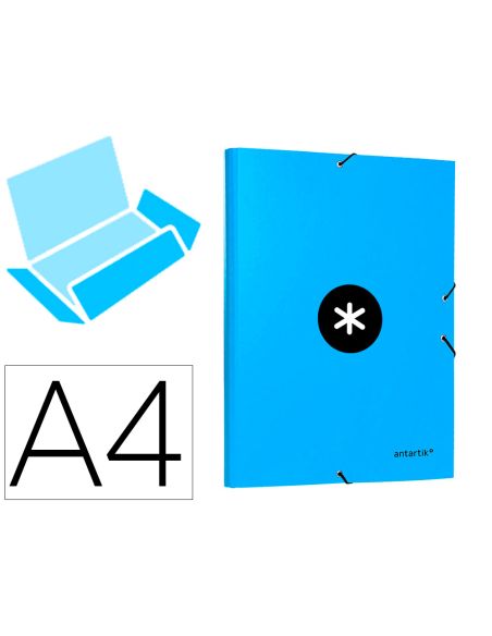 Carpeta Antartik Gomas Tres Solapas Carton Forrado A4 Color Azul