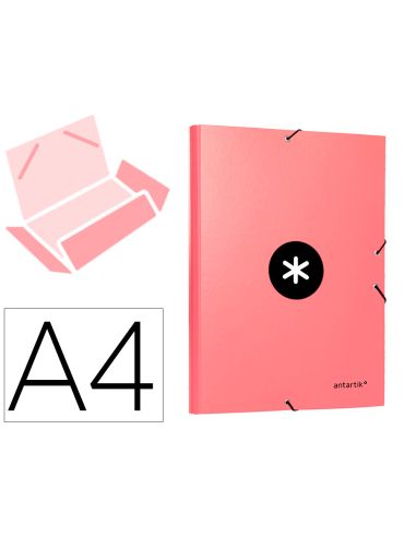 Carpeta Antartik Gomas Tres Solapas Carton Forrado A4 Color Coral