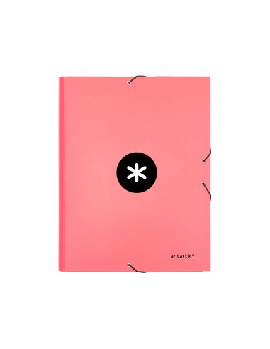 Carpeta Antartik Gomas Tres Solapas Carton Forrado A4 Color Coral