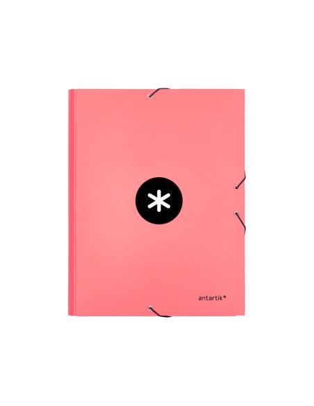 Carpeta Antartik Gomas Tres Solapas Carton Forrado A4 Color Coral