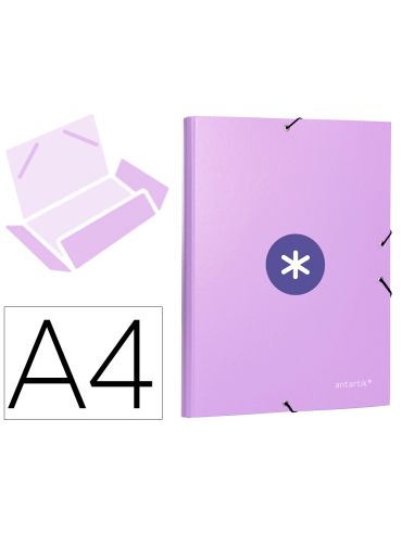 Carpeta Antartik Gomas Tres Solapas Carton Forrado A4 Color Lavanda
