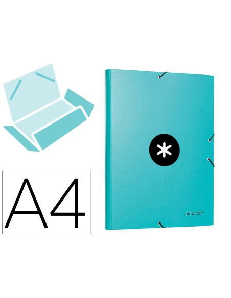 Carpeta Antartik Gomas Tres Solapas Carton Forrado A4 Color Menta