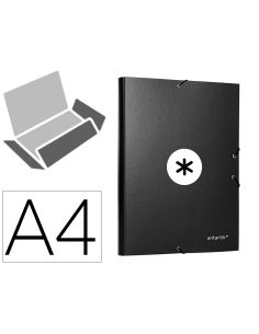 Carpeta Antartik Gomas Tres Solapas Carton Forrado Color Negro