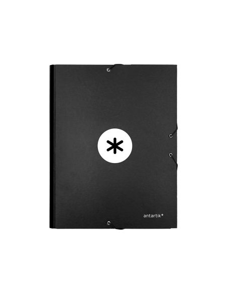 Carpeta Antartik Gomas Tres Solapas Carton Forrado Color Negro